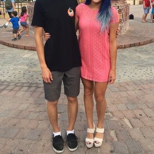 Coral-pink mini dress